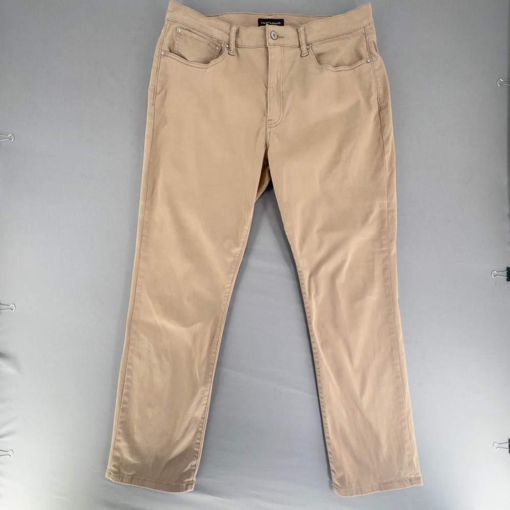 Lucky Brand 121 Heritage Slim Tan Khaki Pants Mens 36x32 Stretch Chino
